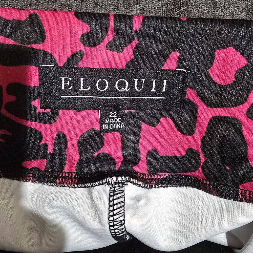 Eloquii Pink and Black Animal Print Skirt